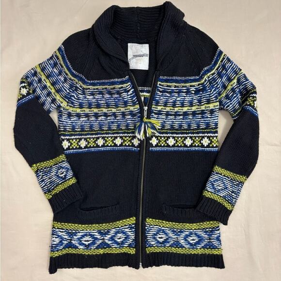 Anthropologie Sparrow Women's Black Full Zip Knit Sweater Wool Blend Size Medium - Picture 1 of 7